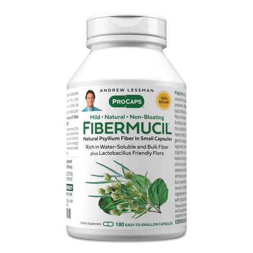 [BRSWIAQBBYFBKD3E] ANDREW LESSMAN Fibermucil 180 Capsules -Psyllium Husk Powder. Gently Promotes Regularity and Digestive Health. Rich in Fiber. Gentle, Easy, Effective. No Additives. Small Easy to Swallow Capsules
