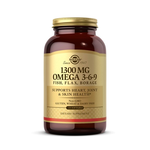 [BRSWIYQPB55WKDQZ] Solgar 1300 mg Omega 3-6-9, 120 Softgels - Fish Oil Supplement - Support for Joint & Skin Health - Includes Flaxseed & Borage - Contains EPA & DHA Omega 3 Fatty Acids - 40 Servings