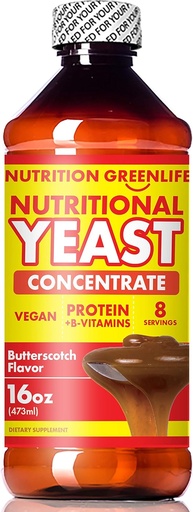 [BRSWGFIHCUBRMETH] Nutritional Yeast Concentrate by Nutrition Greenlife (16 fl oz) with Vitamin B-12, Beta Glucan, Amino Acids | Butterscotch Flavor