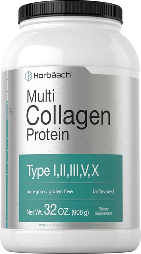 [BRSWYZL6OR6AMAI2] Horbaach Multi Kollageeni Valgu Pulber 32 oz | Tüüp I, II, III, V, X | Hüdrolüüsitud kollageenpeptiidid | Keto & Paleo Sõbralik | Maitsestamata & Gluteenivaba