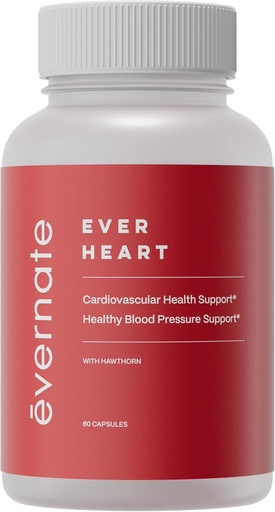 [BRSRMAQ3OV4BYD3L] Ever Heart | Blood Pressure Support Supplement | Kombinasjon av hvitløk, hawthorn, Ginkgo biloba, sink, og L-arginin | Ikke GMO, Glutenfri | Lett å svelge & Digest | 60 Kapsler