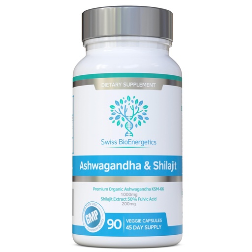 [BRSW22QCPJ5AKEQ3] Ashwagandha & Shilajit - Ashwagandha KSM-66 1000mg & Purified Shilajit Extract 200mg (50% Fulvic Acid) - No Artificial fillers, Binders or Flow Agents - Suitable for Vegans