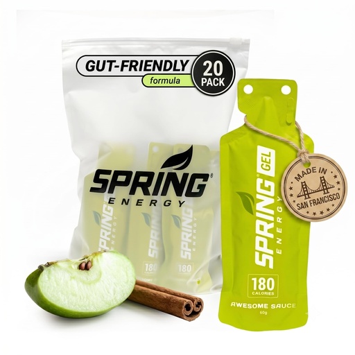 [BRSW2BQ7AAOWCDIV] Spring Energy - Awesome Sauce - Cinnamon Apple Pie Gel (Vegan) 180 Kcal - 20 Pack No Rice Syrup, No Maltodextrin, No Preservatives Wholesome Ingredients Only