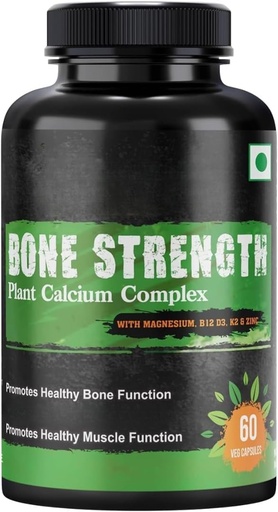 [BRSRAAQHO5YGCET6] Eleven Zone Bone Strength - Plant-Based Calcium, Magnesium, Zinc, Vitamin D3, VIT B12, K2 - GMO, Soy, Gluten Free Ingredients - Whole Food Supplement for Bone Health - 60 Vegan Friendly Capsules