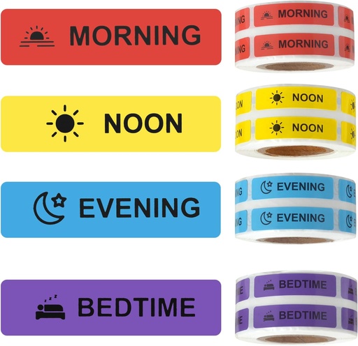 [BRSROFANDIMGGALZ] Medicine Stickers Medication Instruction Label Permanent Paper Label AM NOON PM for Pill case Planner 0.4 * 1.6inch (Morning Noon Evening Bedtime)