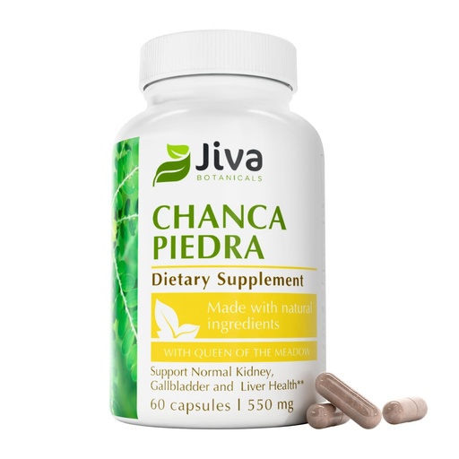 [BRSWYYA6CQPA43DP] Jiva Botanicals Chanca Piedra Supplement - 550 mg per Serving - 500mg Extract with 50mg Queen of The Meadow - 2 Months Supply