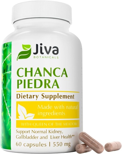 [BRSWYYA6CQPA43DP] Jiva Botanicals Chanca Piedra Supplement - 550 mg per portie - 500mg Extract met 50mg Queen of The Meadow - 2 maanden Levering