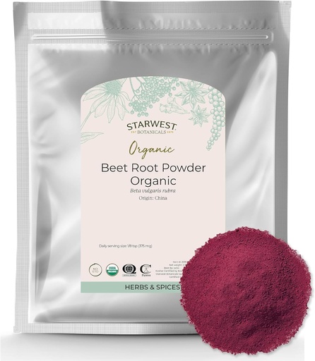 [BRSRMAY2CINRSYDF] Starwest Botanicals Organic Beet Root Powder for Men & Women - Use for Juice, Smoothies, & Tea, Natural Energy Support, Ground Beet Root, Certified Kosher, Non-GMO - Bulk 2 lb Bag