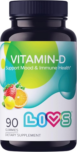 [BRSWYADRCQBWYFDA] LIVS Vitamin D3 Gummies 2000 IU for Women & Men – Vegan Vitamin D3 Supplement for Bone, Teeth & Immune Support – Chewable Vitamin D Gummies with Natural Lemon Berry & org Flavor – 90 Ct