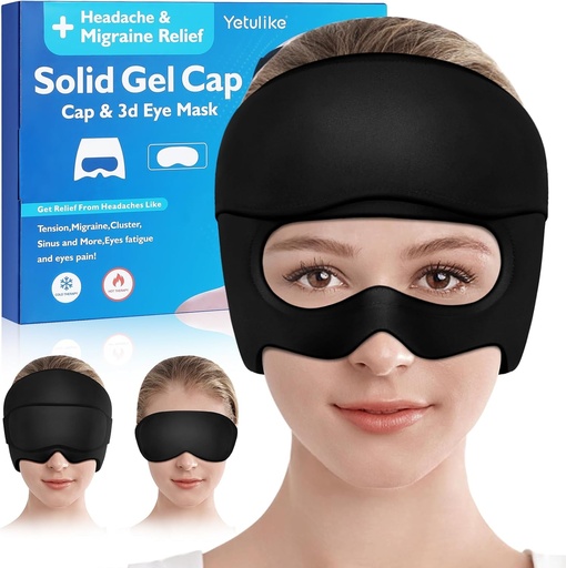 [BRSROAIOOF6AEGTP] Headache Relief Hat, Soothing Migraine Relief Cap Gel Ice Head Wrap Headache Eyes Mask for Sinus, Puffy Eyes, Tension and Stress Relief - Hot and Cold Therapy