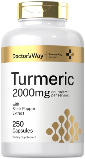 [BRSRAYAQAACBUHLZ] Doctor's Way Turmeric Curcumin Supplement | 250 Capsules | with Black Pepper Extract | 95% Curcuminoids | Non-GMO, Gluten Free Complex