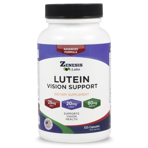 [BRSWIAA5AIDBY2Y3] Lutein Vision Support - Essential Eye Vitamin - with Bilberry, Beta-Carotene, Zinc, Grapeseed & Other Minerals - 120 Capsules - 60 Day Supply