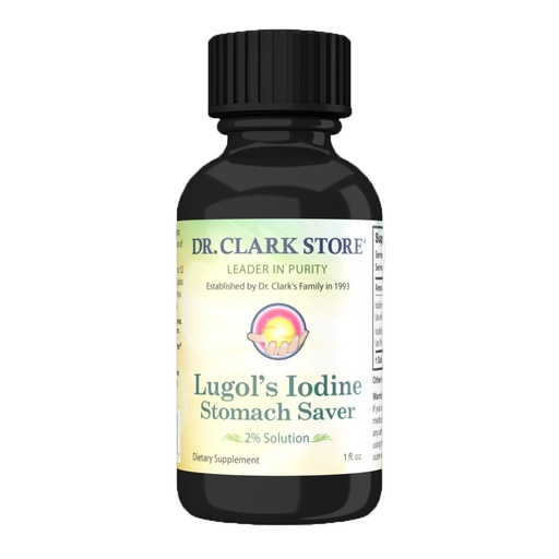 [BRSWIAITOUPACGDI] Stomach Saver from Dr. Clark Store, Contains Lugol’s Iodine 2% Granular Iodine - 1 fl. Oz with a Dropper and Cone Cap for Traveling