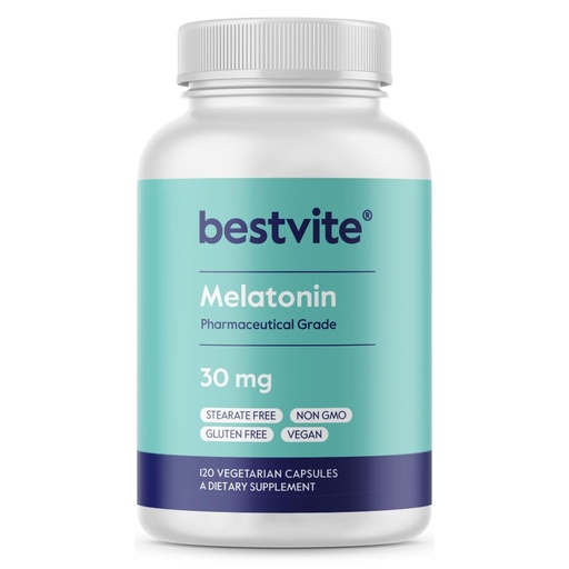 [BRSROGQOCUMBQFAU] BESTVITE Melatonin 30mg (120 Vegetarian Capsules) - No Stearates - Vegan - Non GMO - Gluten Free - High Dose Melatonin