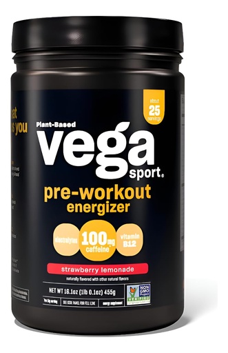 [BRSWGFD7BYAWKDYV] Vega Sport Pre-Workout Energizer, Strawberry Lemonade - Pre Workout Powder for Women & Men, Supports Energy and Focus, Electrolytes, Vegan, Keto, Gluten Free, Non GMO, 1.1 lbs