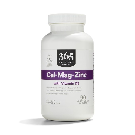 [BRSWGZQBOYAWK3A2] 365 by Whole Foods Market, Cal-Mag-Zinc with Vitamin D3, Vegetarian, 90 Count