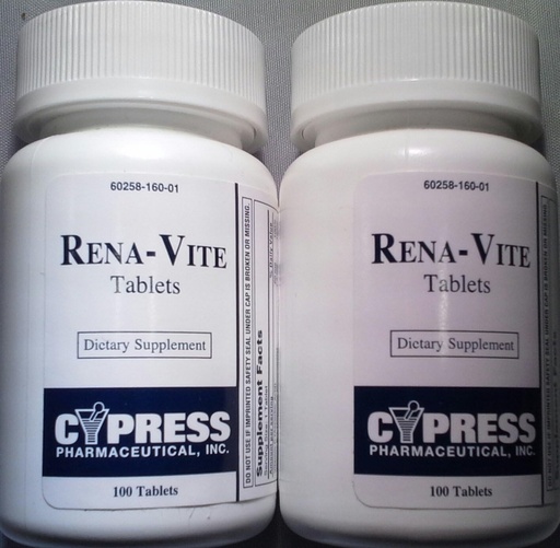 [BRSWIAQLCQCAMDLU] Cipress Pharmaceutical Rena-Vite Tablets, 100 Tablets Por Bottle (2 Botellas)