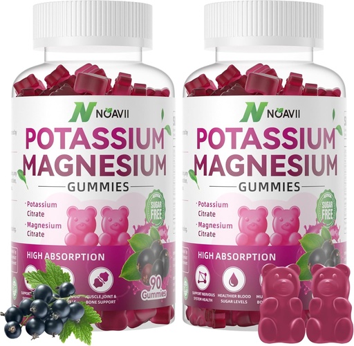 [BRSROA33ABYQOE3K] 180 Graaf Kalium Magnesium Gummies Ananas smaak, Vlierbessen smaak Kalium Magnesium Supplement
