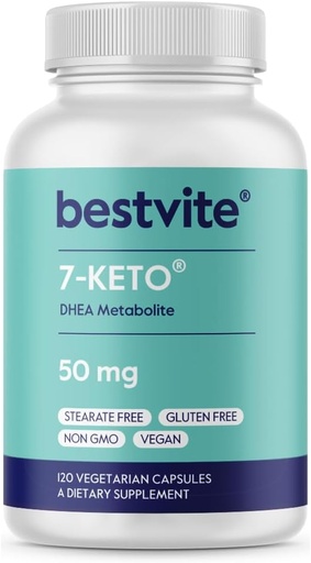 [BRSWIZIOO54ACHAV] BESTVITE 7-Keto 50 mg DHEA (120 Vegetarian Capsules) - No Stearates