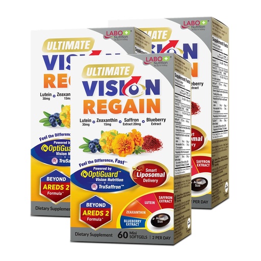 [BRSROGTRAEOQ43TX] LABO Nutrition Ultimate VisionREGAIN Liposomal Eye Health Supplement with Lutein, Zeaxanthin & Saffron (3-Pack, 180 Softgels) — 90-Day Supply for Visual Comfort & Healthy Vision Support — Japan Made