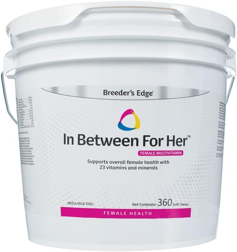 [BRSW2ZLYAVYGAHL5] Breeder's Edge in Between for Her, Multivitamínico diario para a cría de cans e gatos, enche as carencias nutricionais, e soporta as nais en Entre a cría, 360 ct medio e gran can