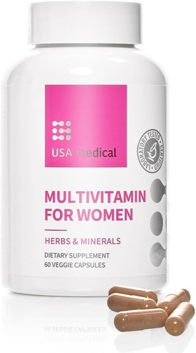 [BRSW2HT2AEIQOAA3] Women’s Multivitamin Capsules - Complete Supplement with Biotin, Folate, and Zinc - Supports Energy, Fertility, Hormones, and Sleep | 60 Capsules