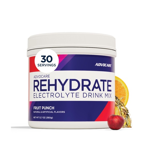 [BRSWKGQGDIGQIFLY] AdvoCare Rehydrate - Electrolyte Drink Mix - Includes Magnesium, Sodium, Potassium & Calcium - Antioxidant & Amino Acid Fortified - Supports Hydration & Recovery - Fruit Punch, 12.7 oz