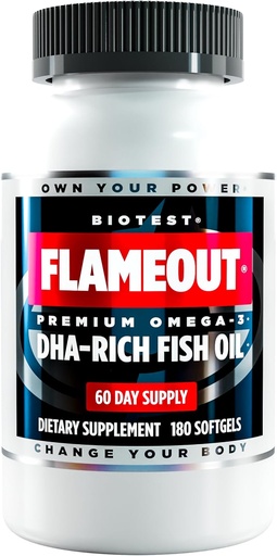 [BRSROBIDBUFAEYL5] Biotest Flameout 5X DHA Fish Oil, 60 Servering - 4200mg Omega- 3- 180 Softgels