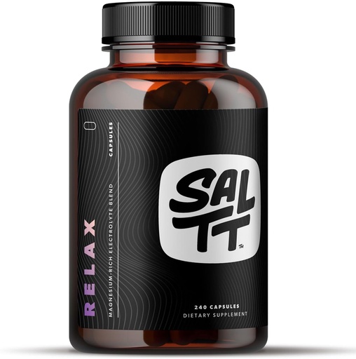 [BRSRMGILOIOROGT6] SALTT Relax - Magnesium Capsules Supplement - 203mg Ionic Magnesium Chloride w/Sodium, Potassium, Electrolytes - Vegan, Sugar & Gluten Free - 240 Count - by Keto Chow