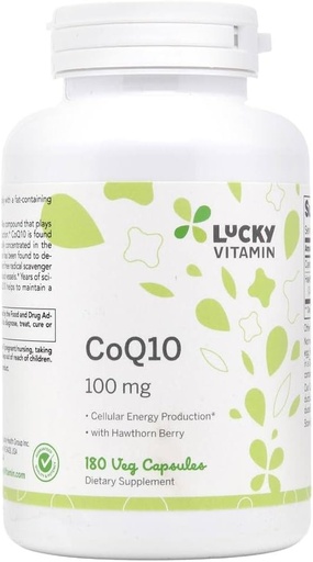 [BRSWYHQLB4DWG2A4] Lucky Vitamin - CoQ-10 with Hawthorn Berry 100 mg. - 180 Veg Capsules