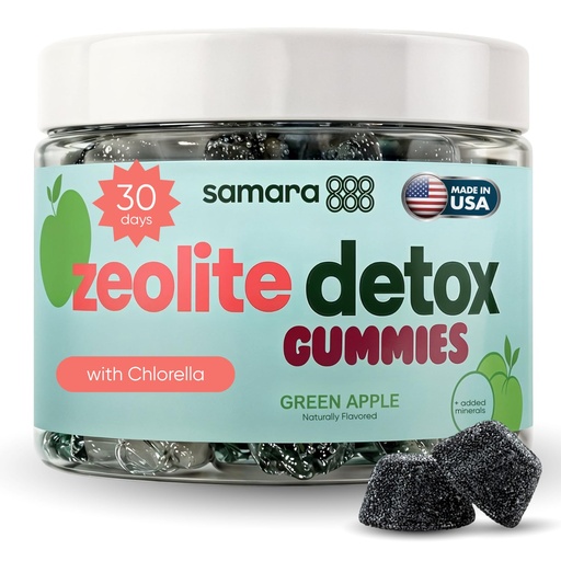 [BRSRAGQLDMOQI3TH] Zeolite Detox for Kids & Adults, Heavy Metal Zeolite & Chlorella Detox Gummies, Alternative to Activated Charcoal, Gentle Daily Toxin Cleanse for Kids & Adults, 60 Green Apple Vegan Gummies