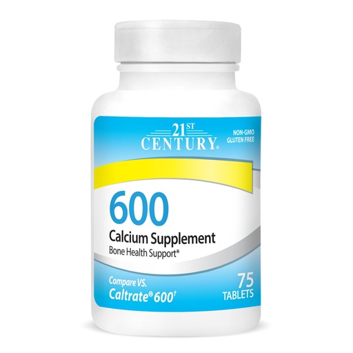 [BRSWIZQ3AANAAEY3] 21st Century Calcium 600 mg Supplement (75 Tablets), Vegan-Friendly Bone Strength Calcium Supplement, Non-GMO & Gluten-Free Calcium Carbonate, No Artificial Flavors, Suitable for Men & Women