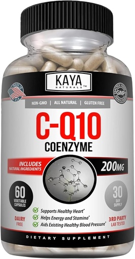 [BRSW2ELYPMCR6D32] Kaya Naturals - CoQ10 Power Antioxint suplementari per a Vascular, Sanitat, Nivells de pressió sanitària i Imney Blood - restaura la funció Daily Celular i Energia - 60 Vieggie Capsules
