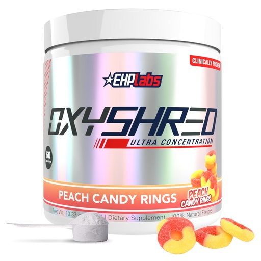 [BRSRMAAEBZ7BOFLJ] EHP Labs OxyShred Pre Workout Powder - Preworkout Powder with L Glutamine & Acetyl L Carnitine, Energy Boost Drink - Peach Candy Rings, 60 Servings