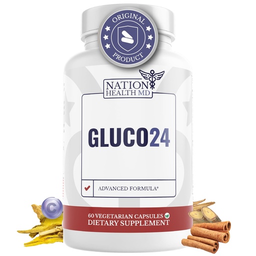 [BRSROHACA4CWG332] Gluco24 Blood Sugar Support Supplement - Advanced Glucose Complex Supplements with Berberine, Ceylon Cinnamon & Bitter Melon, Vegan, Non GMO - 60 Capsules