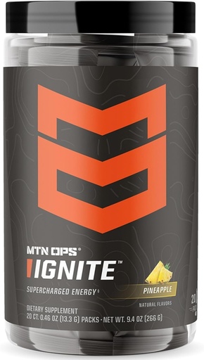 [BRSRAFDROQBWG3DX] MTN OPS Ignite Trail Packs Energy Drink Powder, Gluten Free Nootropic Supplement Drink Mix, L Arginine, L Citrulline, Caffeine & Nootropic Sugar Free Drink Mix, 20 Servings, Pineapple Crush