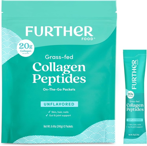 [BRSROBQZBMCWOGY6] Ulteriore Cibo Peptidi Collagen Peptides polvere Stick Packs - 100% Grass-Fed, Idrolizzato Tipo 1 & 3, 20g di Collagen per porzione, Supporta pelle, Capelli, Unghie & Giunti, 8.47 Oz