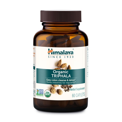 [BRSWIYALAUGACHTO] Himalaya Organic Triphala, 2 Month Supply, for Colon Cleanse, Detox & Occasional Constipation, USDA Certified Organic, Non-GMO, Gluten-Free, Extract & Powder Herbal Supplement, 688 mg, 60 Caplets
