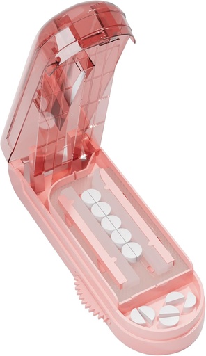 [BRSRAGAYC4IAGD3A] Pilula-moztailea pilula txiki eta txikietarako, pila-zatitzaileak pilula anitz ebakitzen ditu Once for Large and Small Medicine, Sharp Blade with Safety Guard (Pink)
