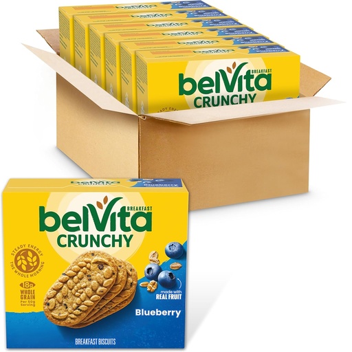 [BRSWIAYPOF7B4FI5] belVita Breakfast Bars Biscuits, Blueberry, 30 Total Packs, 6 Boxes (4 Biscuits Per Pack)