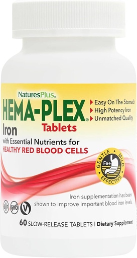 [BRSRM235CQHGOCT4] NaturresPlus HemenPlex Iron - 60 Tablet - 85 mg Besi + Vitamin C & Bioflavonoid untuk Sehat Red Blood Cells - Vegan, Gluten Free - 30 Servings