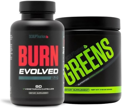 [BRSROAYECUHGMEL5] Sculpt Nation by V Shred Burn 2.0 y Premium Greens Unflavored Bundle