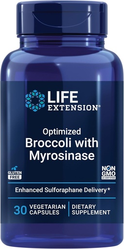[BRSWGBA6BYARMEQ3] Life Extension Zoptymalizowane brokuły z Myrosinase, Wątroba i Detox Suplement, Zaawansowane biodostępne, Once- Daily, Nie-GMO, Wegetarianin, Gluten- Free, 30 Kapsułki