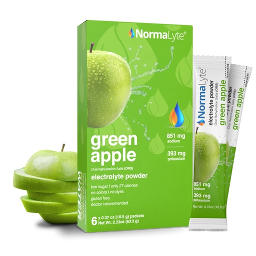 [BRSWKGYMPMMR4F3O] NormaLyte Apple Electrolyte Powder Packets, Hydration Stick, 6 Count | Clinically studied formula, Electrolyte drink mix, Hydration support, Single-serve convenience, Ready in seconds