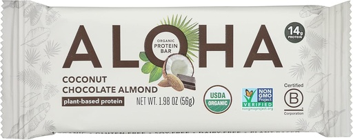 [BRSRMFDYOUMWMDLX] Aloha Coconut Chocolate Almond Protein Bar, Plant Based, Non GMO, 1.98 Ounces (Pack Of 12)