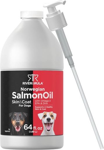 [BRSRMAADDEGQI3D5] Horbaach Norwegian Salmon Oil for Dogs (64oz) | Supports Healthy Skin and Coat | with Omega 3, EPA & DHA | Liquid Pet Supplement | Non-GMO, Gluten Free