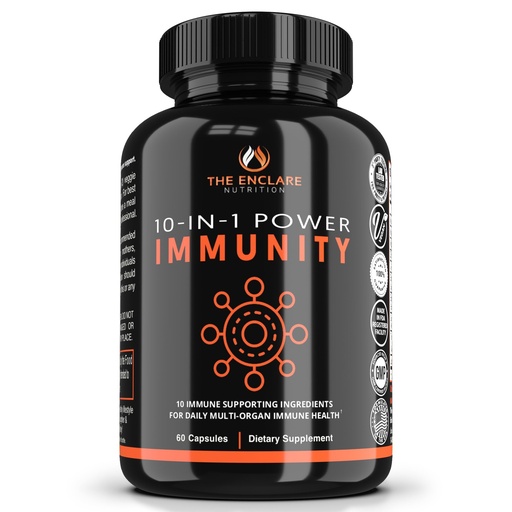 [BRSWY2YKOACAEG3D] THE ENCLARE NUTRITION 10 in 1 Immune Support Booster Supplement with Echinacea, Vitamin C and Zinc, Turmeric, Ginger, B6, Elderberry for Adults Immunity Defense Vitamins, Made in USA Veg Cap 60 Ct (1)