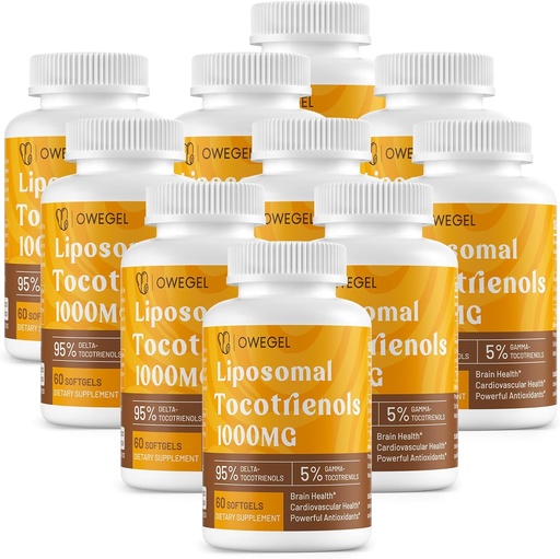 [BRSROHYKDICRO3T5] Liposomal Tocotrienols 1000mg - High Bioavailability Vitamin E Tocotrienols Supplements,95% Delta & 5% Gamma Tocotrienol Capsules Support Skin,Bone,Antioxidant,600 Softgels