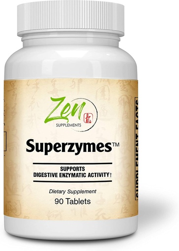 [BRSWY2YRCV5RME3K] Zen Supplements - Superzymes Superzymes Multi-Enzyme Formula containing Pepsin, Bromelain, Papain, Pancreatin, & Betaine HCL 90-Tabs