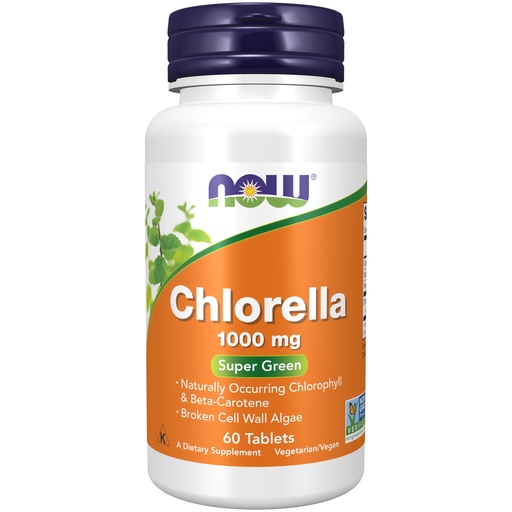 [BRSWIY32BQIROCL2] NOW Foods Supplements, Chlorella 1000 mg with naturally occurring Chlorophyll, Beta-Carotene, mixed Carotenoids, Vitamin C, Iron and Protein, 60 Tablets